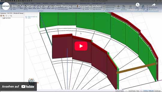 BIM - Modelowanie okrągłej rampy z sciana podwójna (DE)