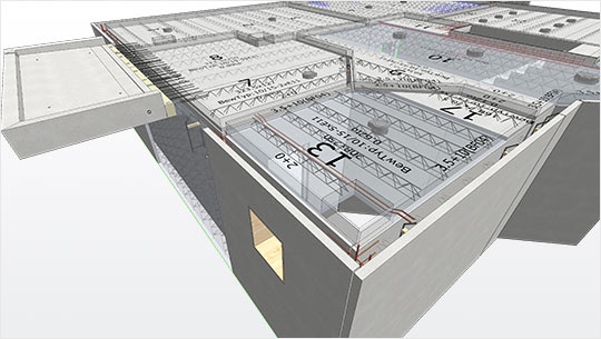 Planowanie CAD podwójnych ścian, płyt stropowych, balkonów i schodów w jednym modelu