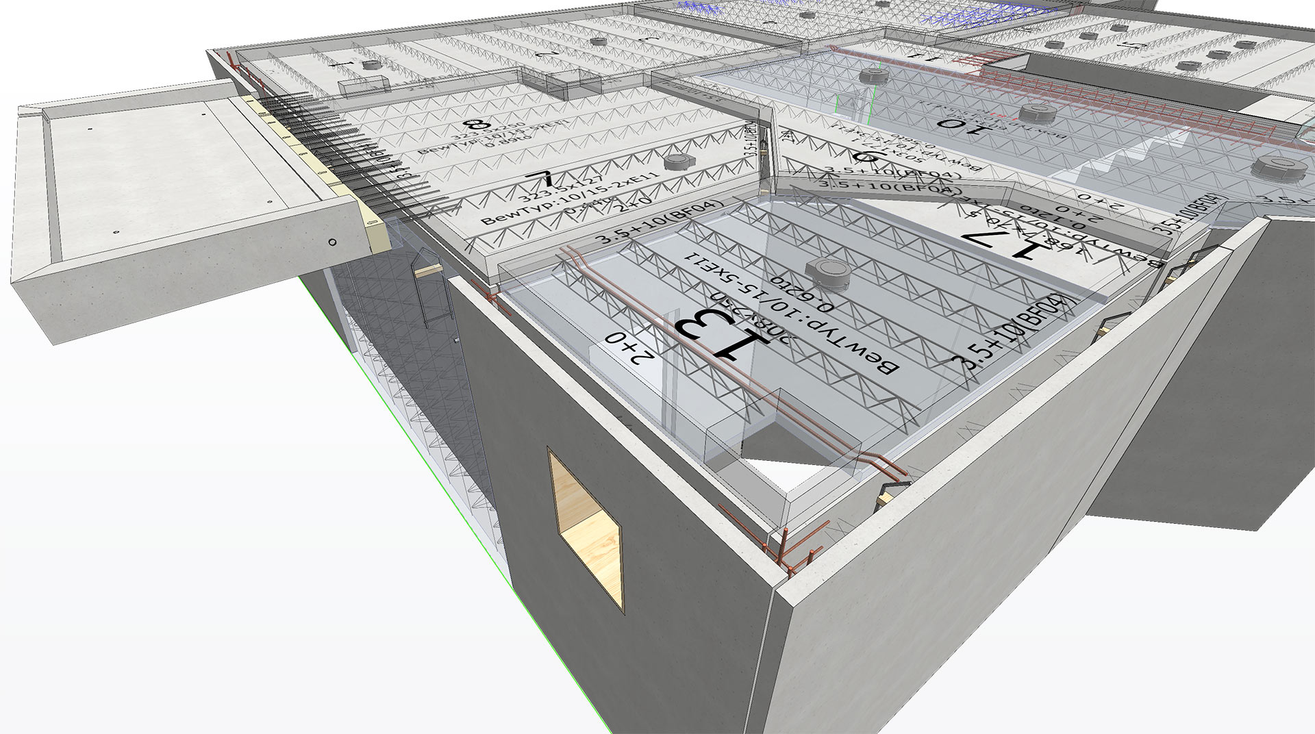 Planowanie CAD podwójnych ścian, płyt stropowych, balkonów i schodów w jednym modelu